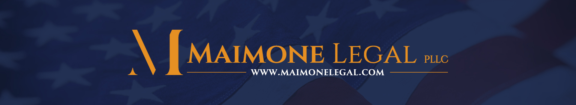 Short banner with Maimone Legal logo on American flag background